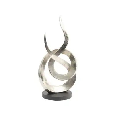 Large Silver Metal Entwined Flame Sculpture