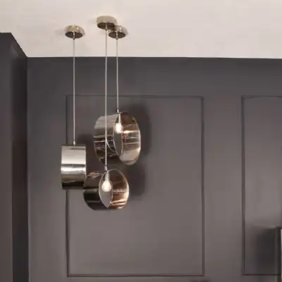 Polished Stainless Steel Set of 3 Ring Pendant Lights