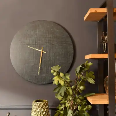Black and Green Aluminium Round Wall Clock Gold Handles