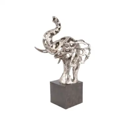 Silver Elephant Head Sculpture