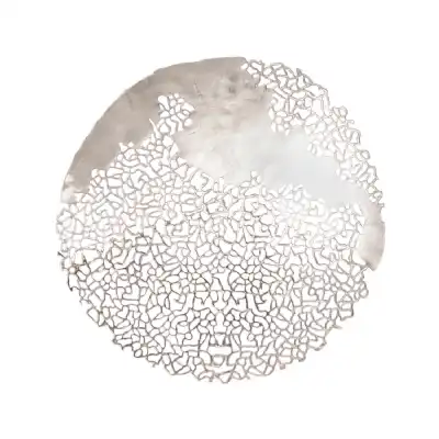 Round Silver Metal Coral Wall Plaque