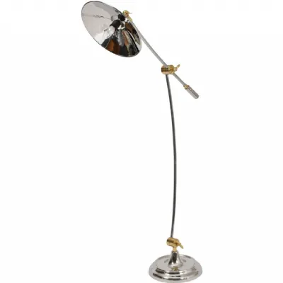 Nickel Brass and Steel Adjustable Floor Lamp