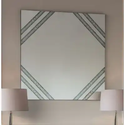 Distressed Chevron Square Wall Mirror