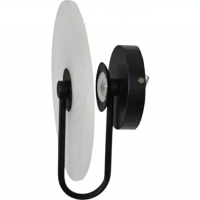 Opaque White Marble Disc LED Wall Light Black Stand