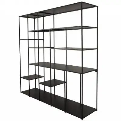 Extra Large Black Metal Open Modular Bookcase Shelving Unit
