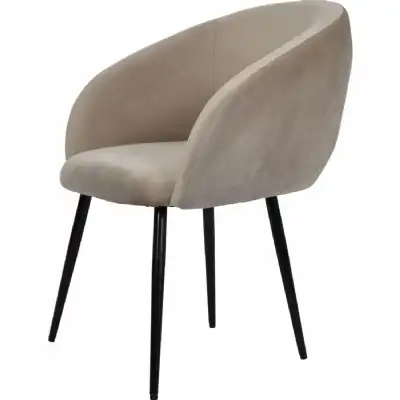 Smokey Taupe Velvet Fabric Upholstered Tub Dining Chair