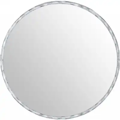 Chalk White Hammered Metal Round Wall Mirror