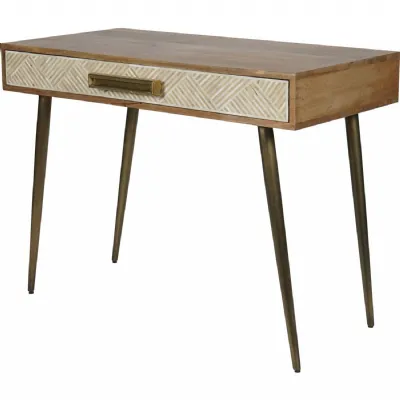 Natural Mango Wooden 1 Drawer Console Desk Table