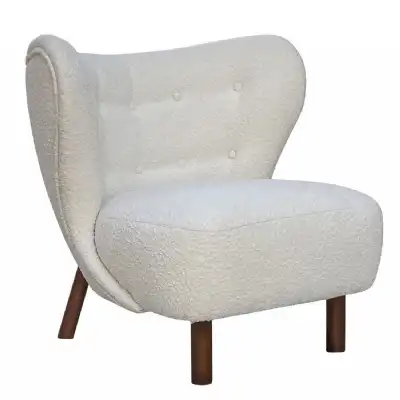 Cream Boucle Fabric Wingback Occasional Chair