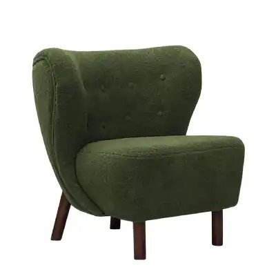 Green Fabric Wingback Buttoned Occasional Chair