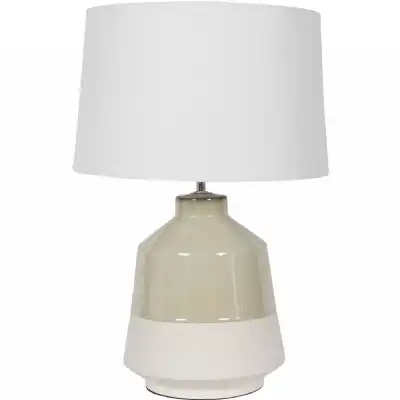 Green Dipped Glaze Table Lamp 58cm with Ivory Shade