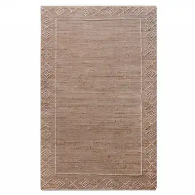 Hand Woven Natural And Ivory Jute and Wool Rug