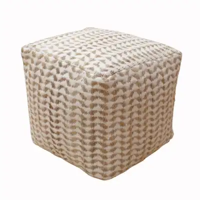 Hand Woven Natural And Ivory Jute and Wool Pouffe