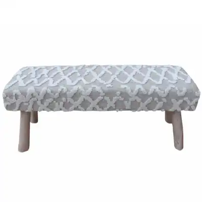 Knitted Beige And Ivory Wool and Polyester Bench