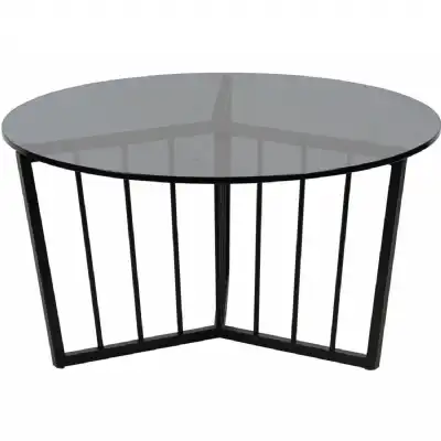 Black Frame Tinted Glass 80cm Round Coffee Table