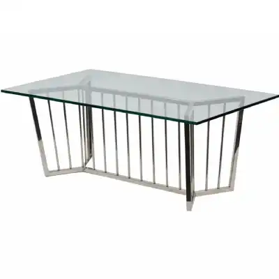 Stainless Steel Clear Glass Rectangular Coffee Table