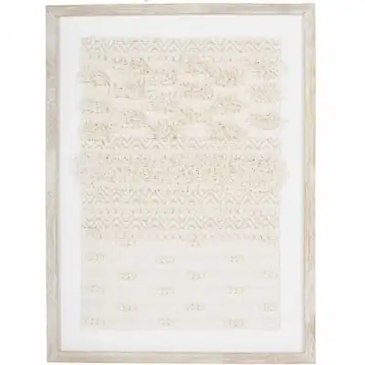 Framed Handmade Rug Wall Art Off White Textured