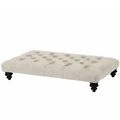 Buttoned Footstool In Aurora Marble With Dark Leg