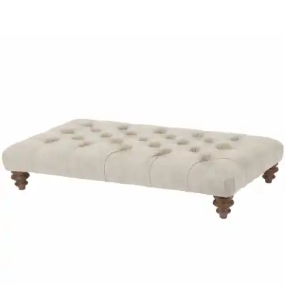 Buttoned Footstool In Aurora Marble With Light Leg