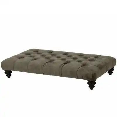 Buttoned Footstool In Aurora Moss With Dark Leg