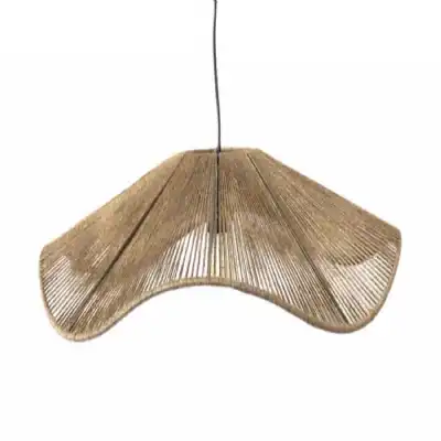 Small Wave Round Jute Pendant Ceiling Light in Natural