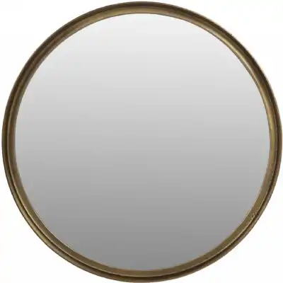 Oslo Brass Textured Round Mirror 80cm