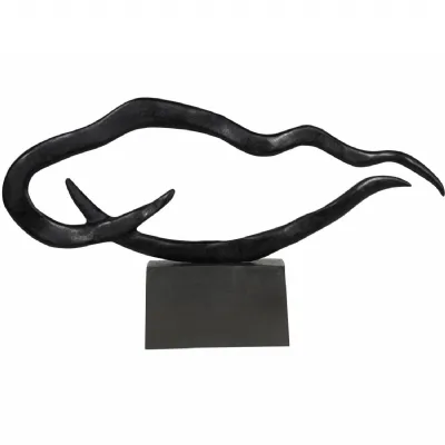 Large Textured Black Abstract Metal Sculpture