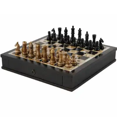 Traditional Luxury Chess Board Set with Drawer