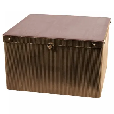 Hunter Corrugated Antique Gold Storage Trunk Coffee Table