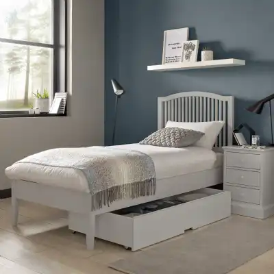 Grey Painted Slatted Arched Single Bed