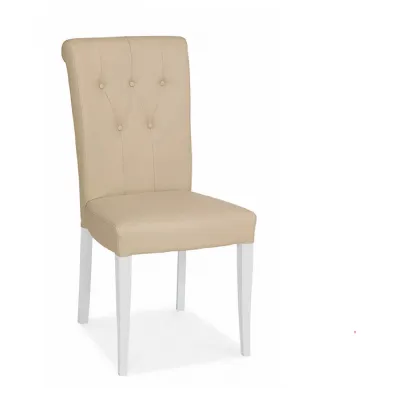 2 Tone Ivory Leather Buttoned Dining Chair