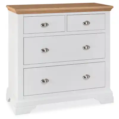 Ivory 2 Over 2 Chest of Drawers Oak Top 2 Tone