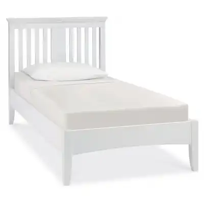White Painted Single Bed with Slatted Headboard