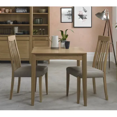 Oak Small Dining Table Set 2 Slat Back Grey Leather Chairs