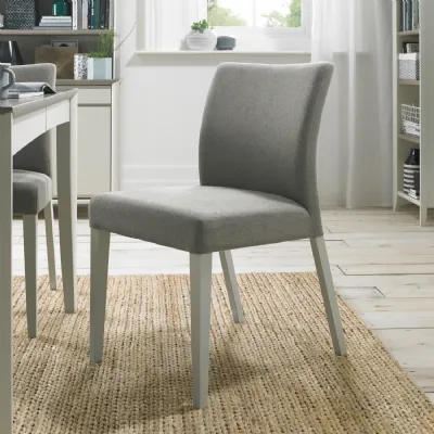Low Back Dining Chair Grey Fabric Washed Oak Legs