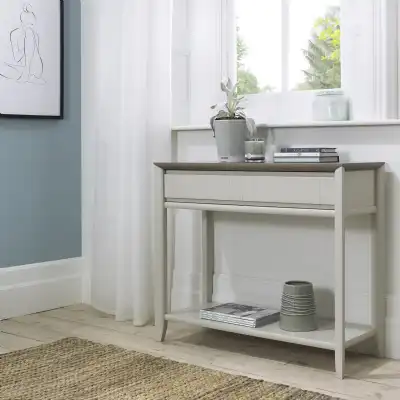 Grey Painted Console Table Oak Top