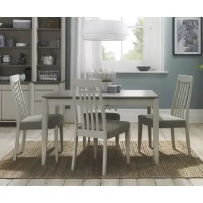 Grey Washed Oak Dining Set 4 Grey Fabric Slat Back Chairs