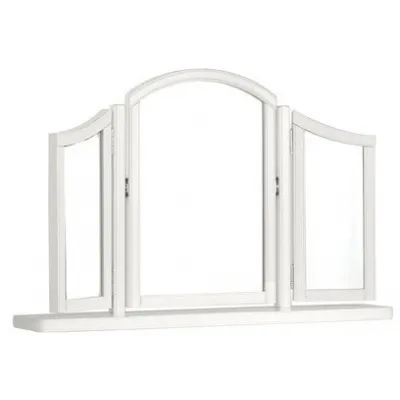White Painted Dressing Table Vanity Mirror Foldable Sides