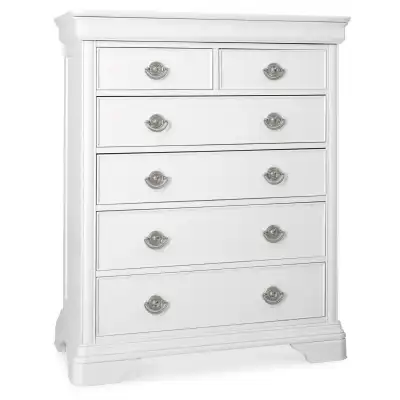Large White Painted Chest of 6 Drawers