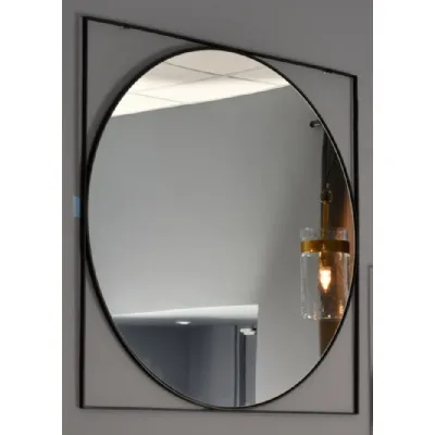 Black Round Wall Mirror in Square Metal Frame