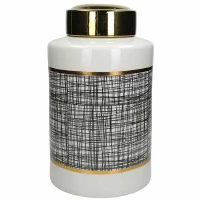 Mesh Medium Lidded Jar with Gold accent 18x18x30cm