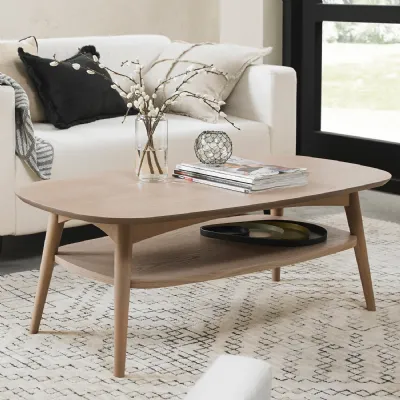 Light Oak Coffee Table with Rounded Edges