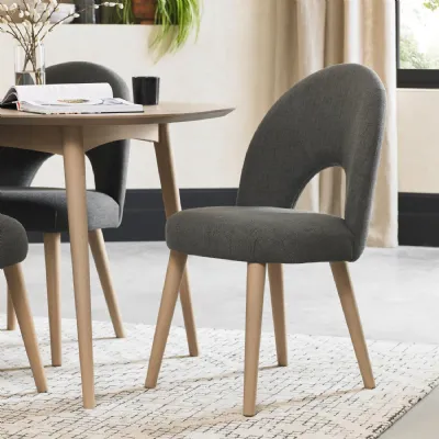 Grey Fabric Dining Chair Oak Legs