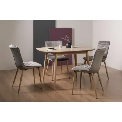 Scandi Oak Small Dining Table Set 4 Grey Velvet Chairs