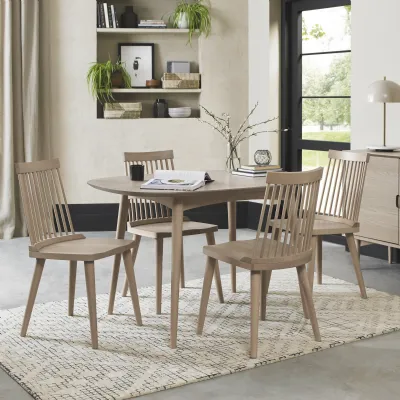 Scandi Oak Small Dining Table Set 4 Spindle Chairs