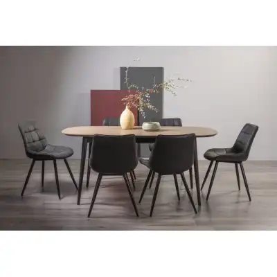 Weathered Oak Extending Dining Set 6 Grey Suede Chairs