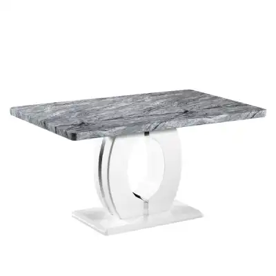 Grey and White Marble Dining Table Chrome Base