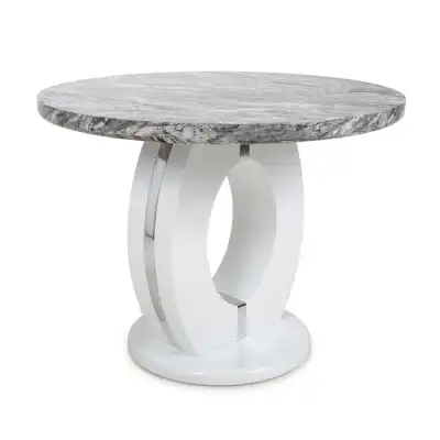 Round Marble Glossy Grey White Dining Table