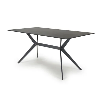 Black Ceramic Top 160cm Cross Leg Dining Table