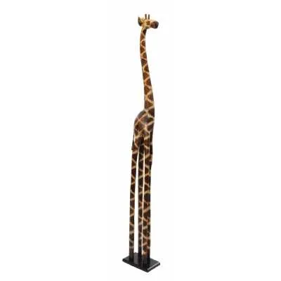 Large Wooden Hand Carved Giraffe 200cm Tall